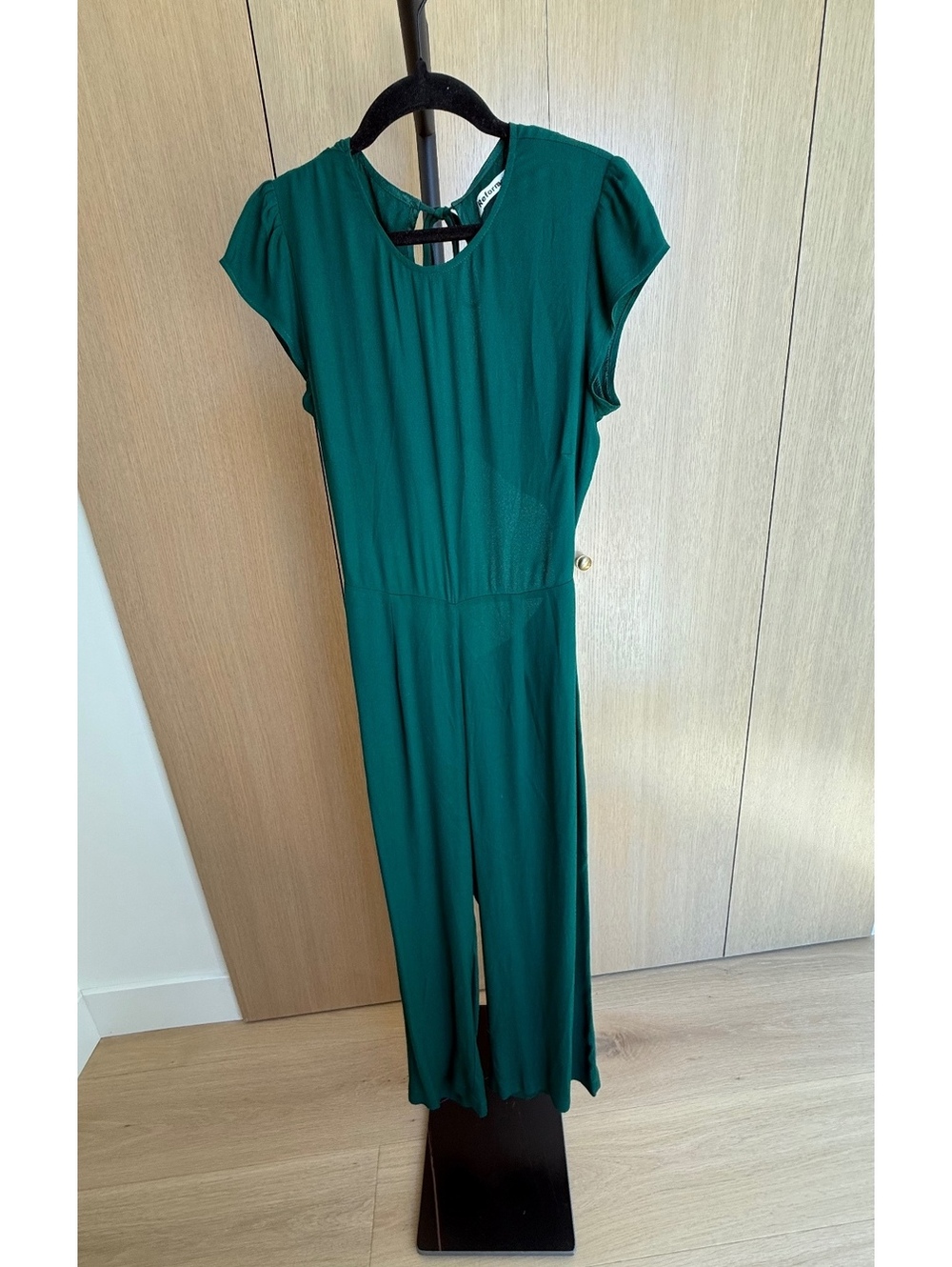 Reformation Mayer Jumpsuit Emerald Green Open Back Wide Leg Size 6P